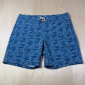 Faherty Brand Mens Swim Trunks Blue Wave Pattern Shorts Size‎ 35 NEW